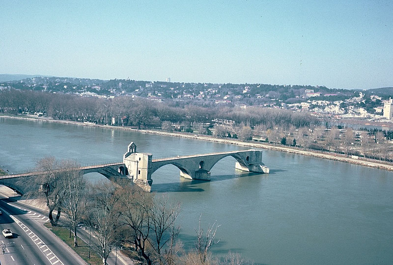 View of St. Bénézet Bridge on Rhone River
